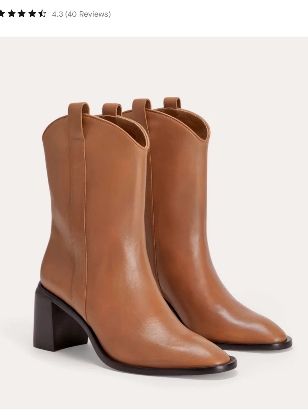 Everlane Outlaw Boot -Women's Tan Leather Mid-Calf Block . 9.5 Great Condition